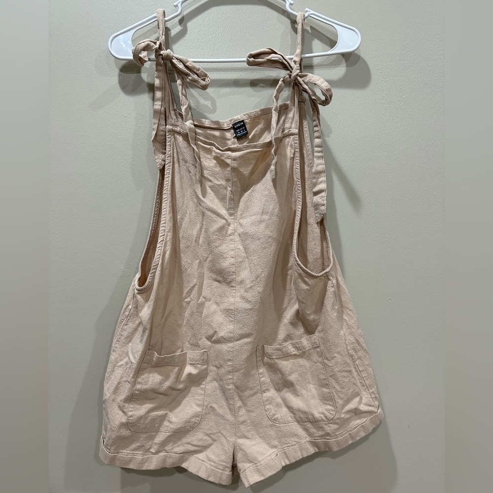 SHEIN Beige Tie-Shoulder Jumpsuit